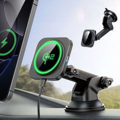 DRŽIAK TELEFÓNU DO AUTA S BEZDRÔTOVÝM NABÍJANÍM ESR HALOLOCK MAGNETIC MAGSAFE DASHBOARD CAR MOUNT WIRELESS CHARGER QI2 15W BLACK