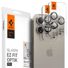 OCHRANA FOTOAPARÁTU SPIGEN OPTIK.TR ”EZ FIT” CAMERA PROTECTOR 2-PACK IPHONE 14 PRO / PRO MAX / 15 PRO / PRO MAX NATURAL TITANIUM