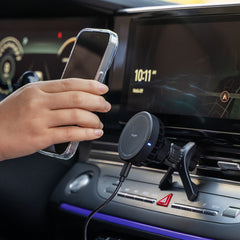 DRŽIAK TELEFÓNU DO AUTA S BEZDRÔTOVÝM NABÍJANÍM RINGKE PELTIER QI2 MAGNETIC MAGSAFE VENT CAR MOUNT WIRELESS CHARGER 15W BLACK