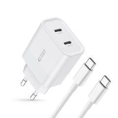 SIEŤOVÁ NABÍJAČKA NA MOBIL A TABLET TECH-PROTECT C20W 2-PORT NETWORK CHARGER PD20W + TYPE-C CABLE WHITE