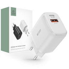 SIEŤOVÁ NABÍJAČKA NA MOBIL A TABLET TECH-PROTECT C20W 2-PORT NETWORK CHARGER PD20W/QC3.0 WHITE