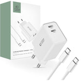 SIEŤOVÁ NABÍJAČKA NA MOBIL A TABLET TECH-PROTECT C35W 2-PORT NETWORK CHARGER PD35W + TYPE-C CABLE WHITE