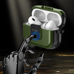 PUZDRO TECH-PROTECT DEFENDER HOOK MAGSAFE APPLE AIRPODS PRO 1 / 2 OLIVE GREEN