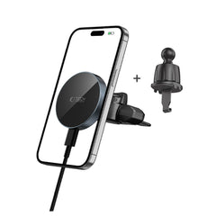 DRŽIAK TELEFÓNU DO AUTA S BEZDRÔTOVÝM NABÍJANÍM TECH-PROTECT MM15W-V5 MAGNETIC MAGSAFE CD & VENT CAR MOUNT WIRELESS CHARGER 15W BLACK/BLACK