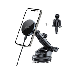 DRŽIAK TELEFÓNU DO AUTA S BEZDRÔTOVÝM NABÍJANÍM TECH-PROTECT MM15W-V5 MAGNETIC MAGSAFE DASHBOARD & VENT CAR MOUNT WIRELESS CHARGER 15W BLACK/BLACK