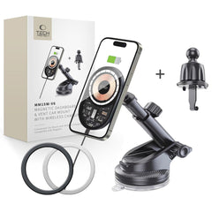 DRŽIAK TELEFÓNU DO AUTA S BEZDRÔTOVÝM NABÍJANÍM TECH-PROTECT MM15W-V6 MAGNETIC MAGSAFE DASHBOARD & VENT CAR MOUNT WIRELESS CHARGER 15W BLACK