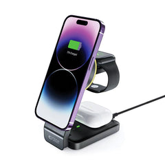 BEZDRÔTOVÁ NABÍJAČKA 3IN1 QI15W-A28 MAGNETIC MAGSAFE WIRELESS CHARGER BLACK