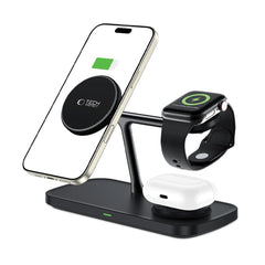 NABÍJACIA STANICA TECH-PROTECT QI15W-A45 3IN1 MAGNETIC MAGSAFE WIRELESS CHARGER BLACK