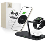NABÍJACIA STANICA TECH-PROTECT QI15W-A45 3IN1 MAGNETIC MAGSAFE WIRELESS CHARGER BLACK