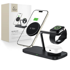 NABÍJACIA STANICA TECH-PROTECT QI15W-A45 3IN1 MAGNETIC MAGSAFE WIRELESS CHARGER BLACK