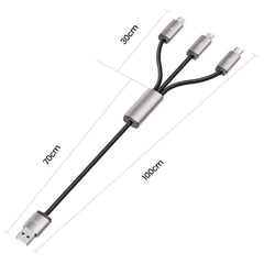 KÁBEL 3IN1TECH-PROTECT ULTRABOOST LIGHTNING & TYPE-C & MICRO-USB CABLE 3.5A 100CM GREY