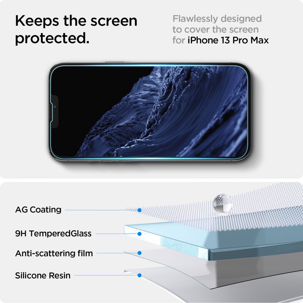 TVRDENÉ SKLO  SPIGEN GLAS.TR ”EZ FIT” IPHONE 13 / 13 PRO / 14 / 16E