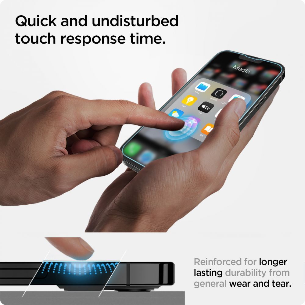 TVRDENÉ SKLO  SPIGEN GLAS.TR ”EZ FIT” IPHONE 13 / 13 PRO / 14 / 16E
