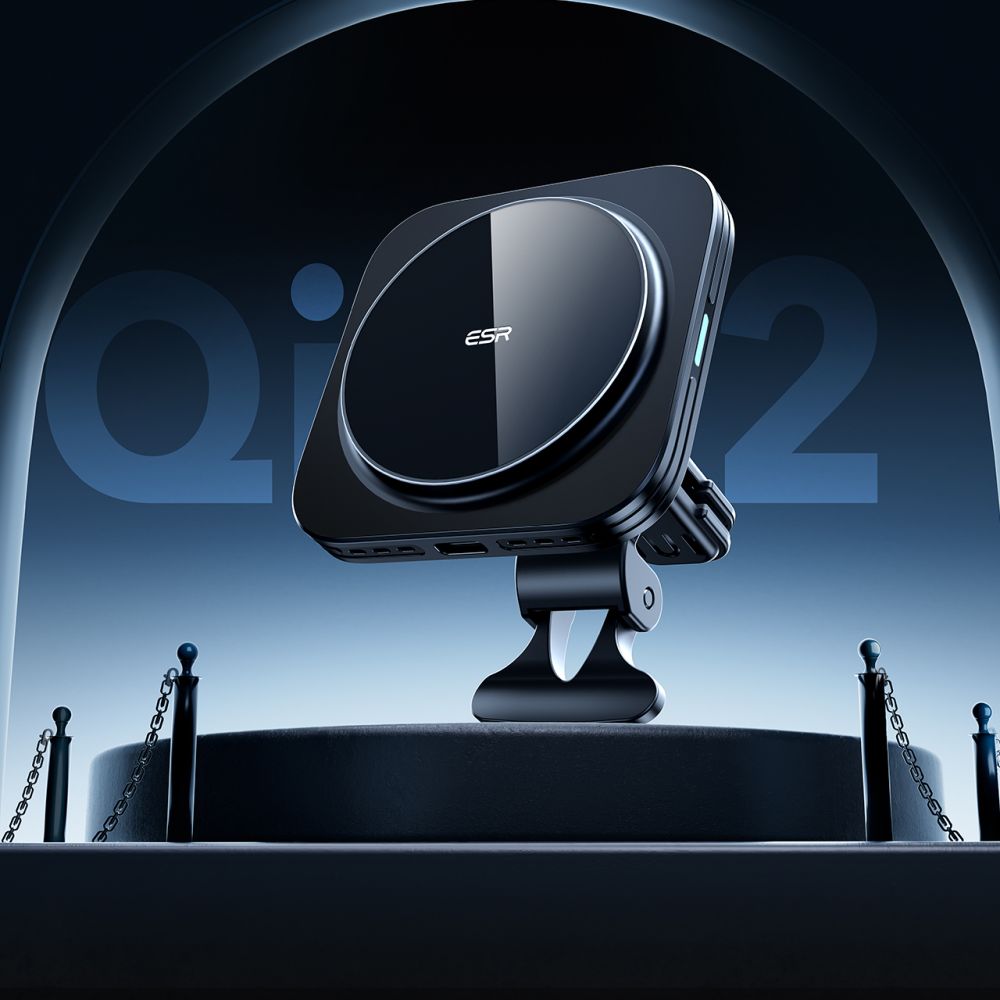 DRŽIAK TELEFÓNU DO AUTA S BEZDRÔTOVÝM NABÍJANÍM ESR HALOLOCK MAGNETIC MAGSAFE VENT CAR MOUNT WIRELESS CHARGER QI2 15W BLACK