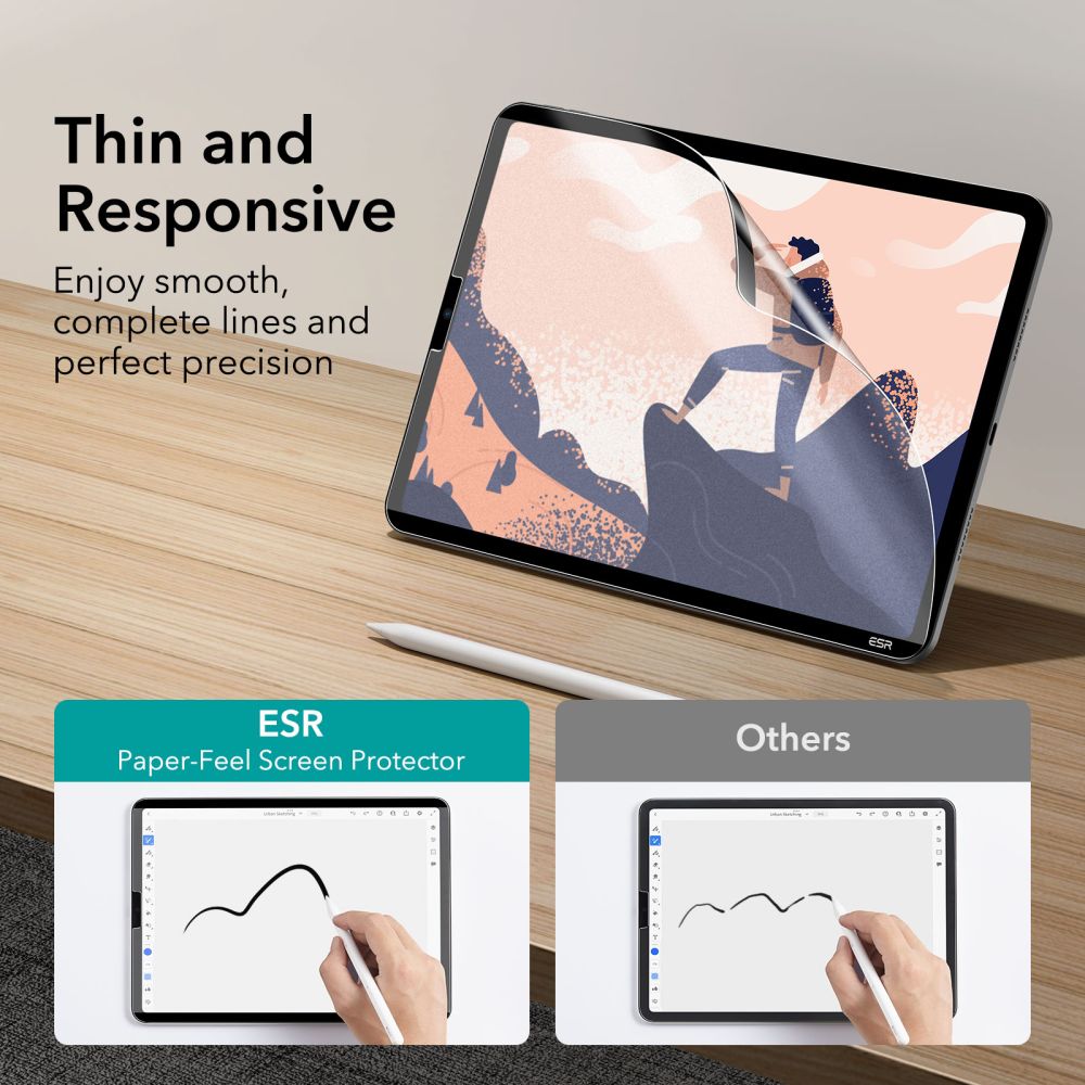 OCHRANNÁ FÓLIA ESR PAPER FEEL MAGNETIC IPAD AIR 10.9 4 / 5 / 6 / 2020-2024 / PRO 11 2 / 3 / 4 / 2020-2022 MATTE CLEAR