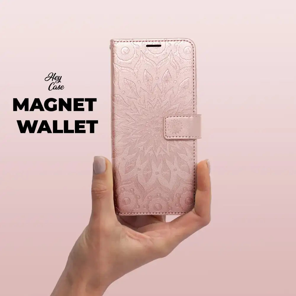 KRYT NA SAMSUNG GALAXY A55 5G HEYCASE MAGNET WALLET MANDALA ROSE GOLD