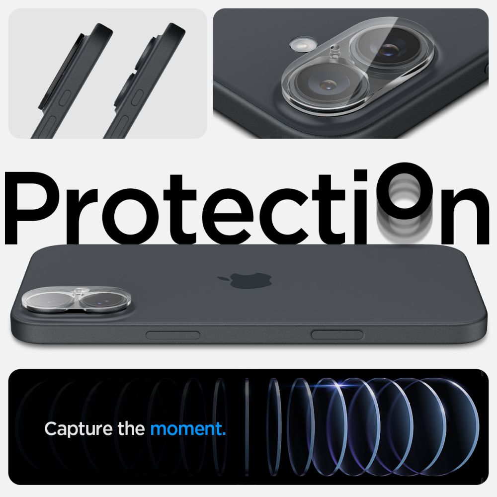 OCHRANNÉ TVRDENÉ SKLO PRE ŠOŠOVKU FOTOAPARÁTU SPIGEN OPTIK GLAS.TR CAMERA PROTECTOR 2-PACK IPHONE 16 / 16 PLUS CRYSTAL CLEAR