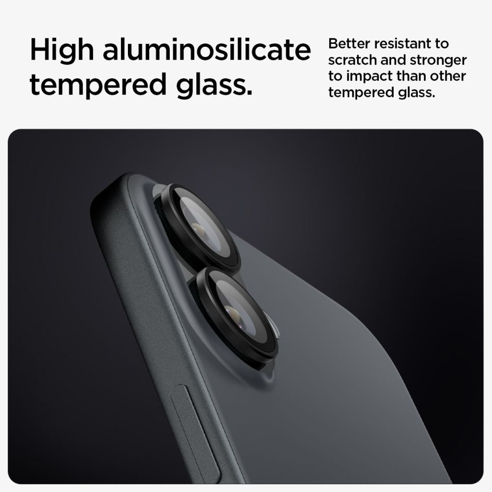 OCHRANNÉ TVRDENÉ SKLO PRE ŠOŠOVKU FOTOAPARÁTU SPIGEN OPTIK PRO GLAS.TR ”EZ FIT” CAMERA PROTECTOR 2-PACK IPHONE 16 / 16 PLUS BLACK