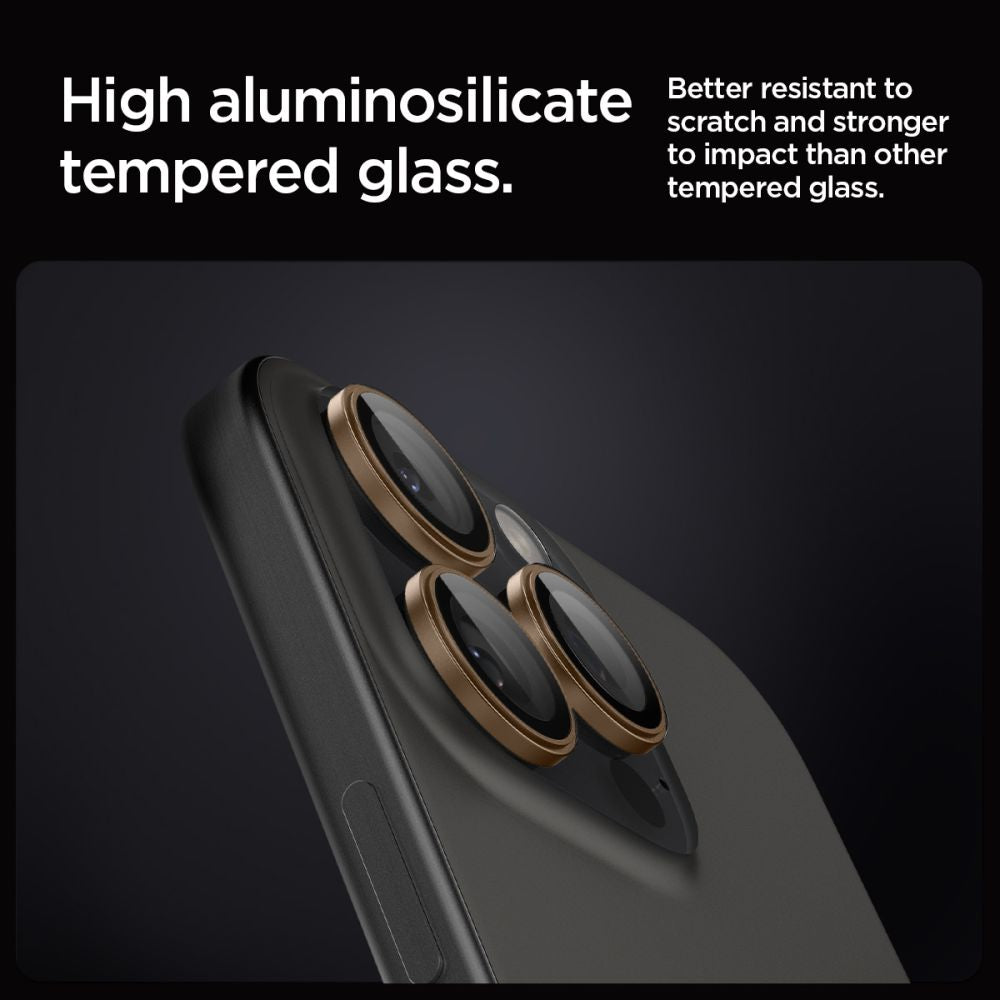 OCHRANNÉ TVRDENÉ SKLO PRE ŠOŠOVKU FOTOAPARÁTU SPIGEN OPTIK PRO GLAS.TR ”EZ FIT” CAMERA PROTECTOR 2-PACK IPHONE 16 PRO / PRO MAX DESERT TITANIUM