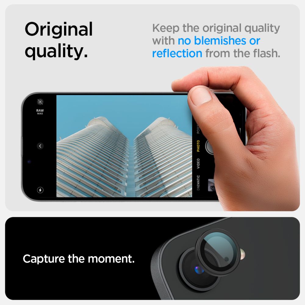 OCHRANNÉ TVRDENÉ SKLO PRE ŠOŠOVKU FOTOAPARÁTU SPIGEN OPTIK PRO GLAS.TR ”EZ FIT” CAMERA PROTECTOR 2-PACK IPHONE 16E BLACK