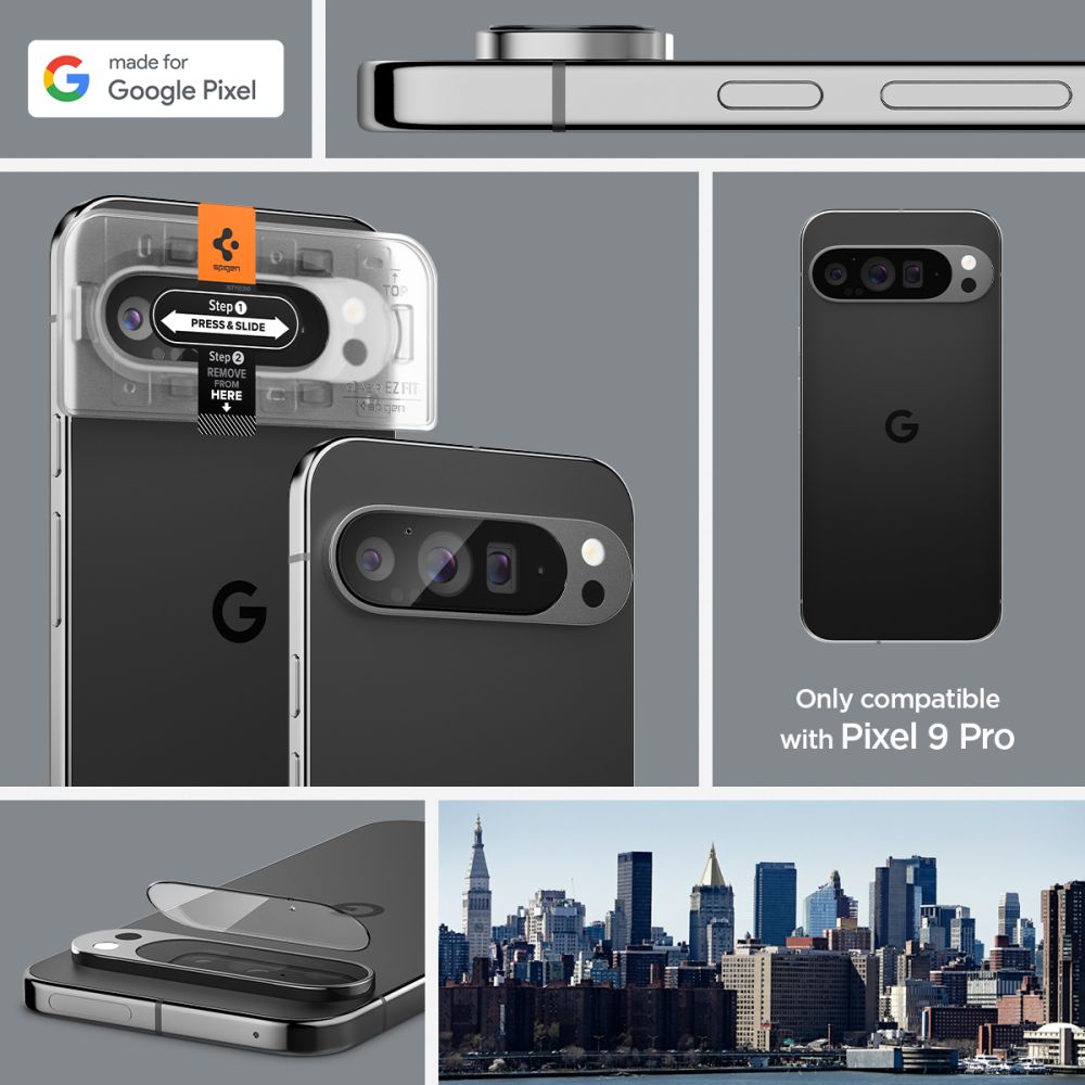 OCHRANNÉ TVRDENÉ SKLO PRE ŠOŠOVKU FOTOAPARÁTU SPIGEN OPTIK.TR ”EZ FIT” CAMERA PROTECTOR 2-PACK GOOGLE PIXEL 9 PRO CRYSTAL CLEAR