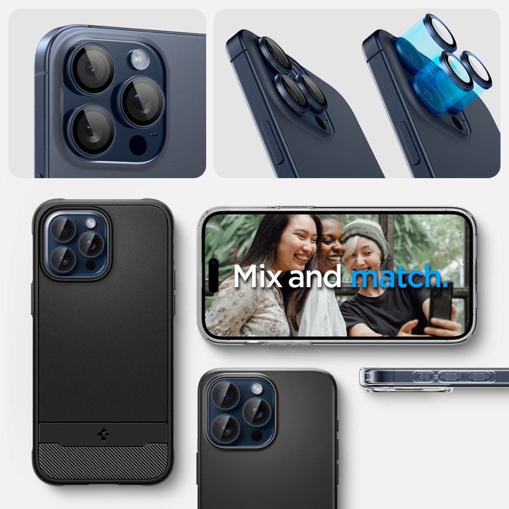 OCHRANA FOTOAPARÁTU SPIGEN OPTIK.TR ”EZ FIT” CAMERA PROTECTOR 2-PACK IPHONE 14 PRO / PRO MAX / 15 PRO / PRO MAX BLUE TITANIUM