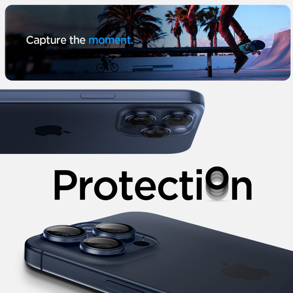 OCHRANA FOTOAPARÁTU SPIGEN OPTIK.TR ”EZ FIT” CAMERA PROTECTOR 2-PACK IPHONE 14 PRO / PRO MAX / 15 PRO / PRO MAX BLUE TITANIUM