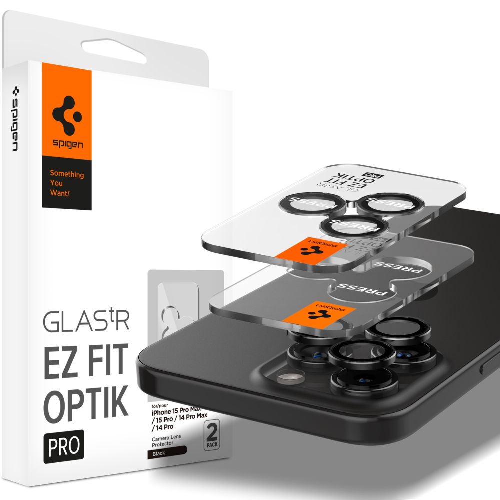 OCHRANA FOTOAPARÁTU SPIGEN OPTIK.TR ”EZ FIT” CAMERA PROTECTOR 2-PACK IPHONE 14 PRO / PRO MAX / 15 PRO / PRO MAX CRYSTAL CLEAR