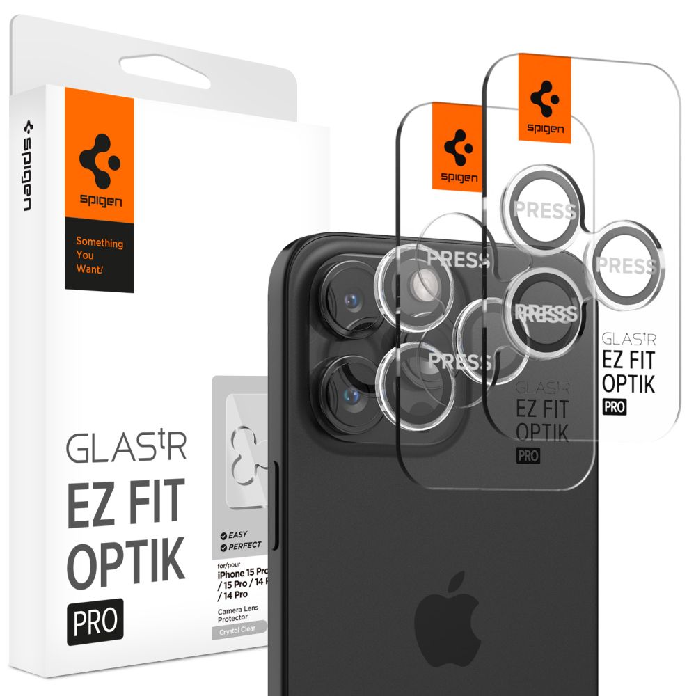 OCHRANA FOTOAPARÁTU SPIGEN OPTIK.TR ”EZ FIT” CAMERA PROTECTOR 2-PACK IPHONE 14 PRO / PRO MAX / 15 PRO / PRO MAX CRYSTAL CLEAR