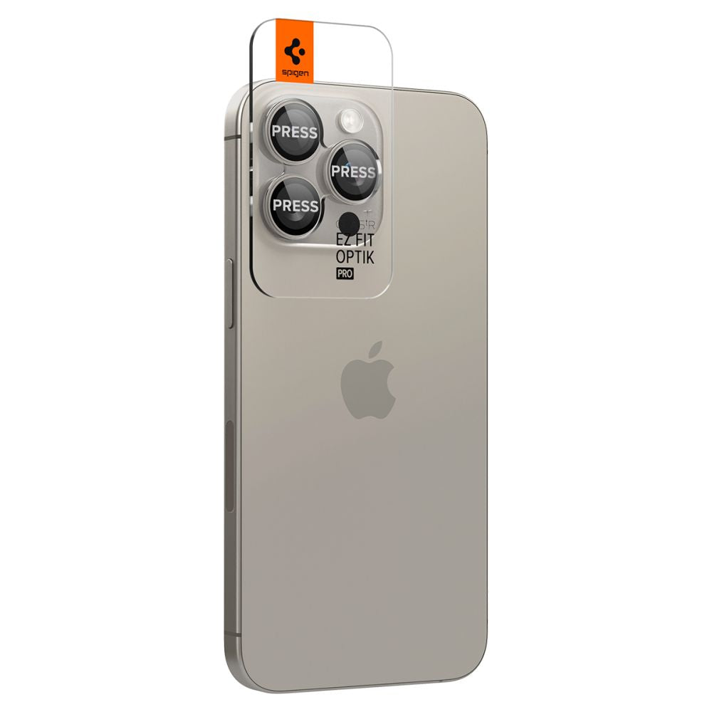 OCHRANA FOTOAPARÁTU SPIGEN OPTIK.TR ”EZ FIT” CAMERA PROTECTOR 2-PACK IPHONE 14 PRO / PRO MAX / 15 PRO / PRO MAX NATURAL TITANIUM