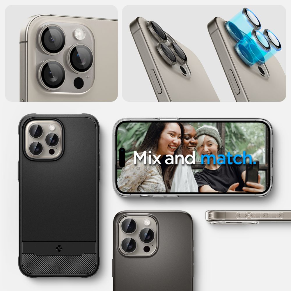 OCHRANA FOTOAPARÁTU SPIGEN OPTIK.TR ”EZ FIT” CAMERA PROTECTOR 2-PACK IPHONE 14 PRO / PRO MAX / 15 PRO / PRO MAX NATURAL TITANIUM
