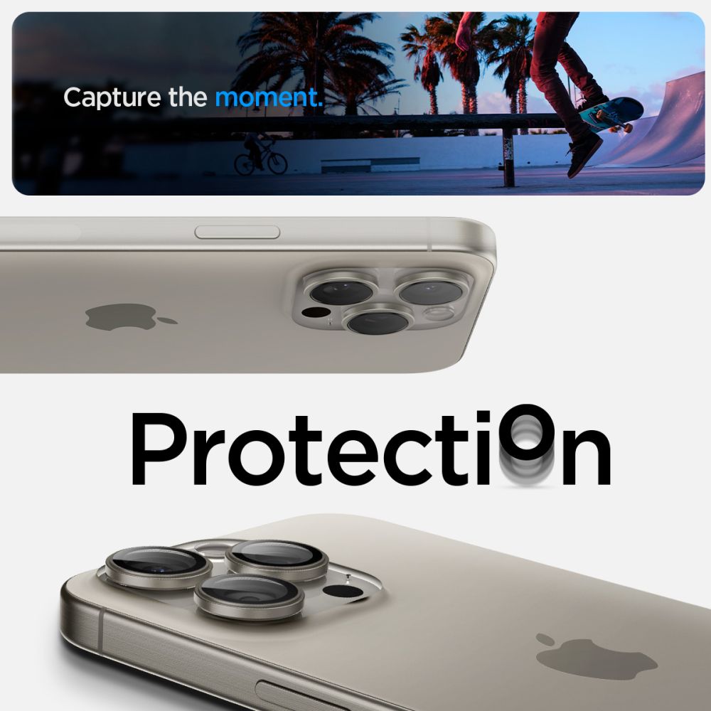 OCHRANA FOTOAPARÁTU SPIGEN OPTIK.TR ”EZ FIT” CAMERA PROTECTOR 2-PACK IPHONE 14 PRO / PRO MAX / 15 PRO / PRO MAX NATURAL TITANIUM