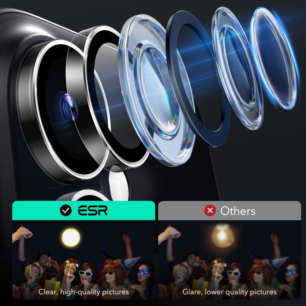 OCHRANNÉ TVRDENÉ SKLO PRE ŠOŠOVKU FOTOAPARÁTU ESR ARMORITE CAMERA PROTECTOR IPHONE 16 / 16 PLUS CLEAR