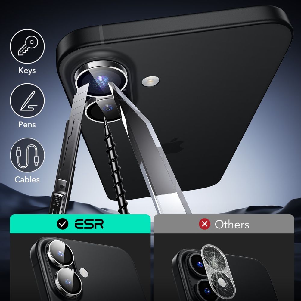 OCHRANNÉ TVRDENÉ SKLO PRE ŠOŠOVKU FOTOAPARÁTU ESR ARMORITE CAMERA PROTECTOR IPHONE 16 / 16 PLUS CLEAR