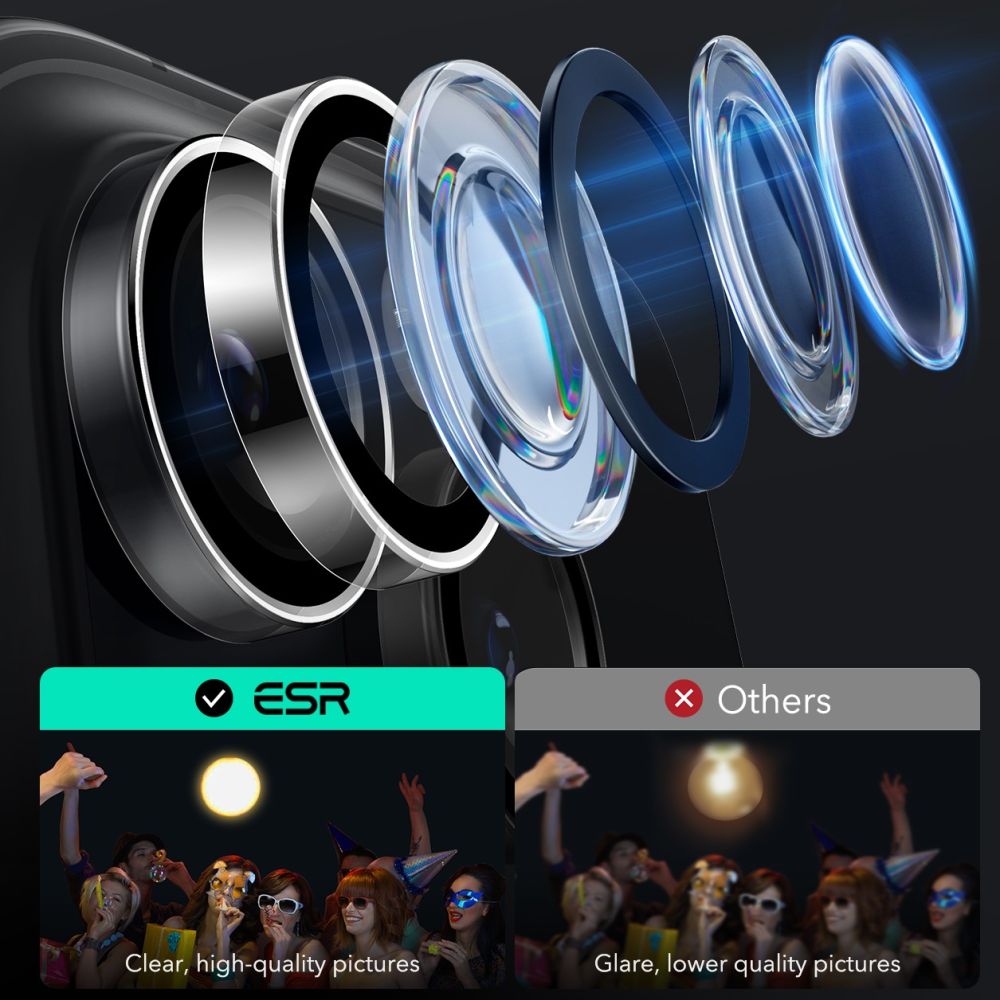 OCHRANNÉ TVRDENÉ SKLO PRE ŠOŠOVKU FOTOAPARÁTU ESR ARMORITE CAMERA PROTECTOR IPHONE 16 PRO / 16 PRO MAX CLEAR