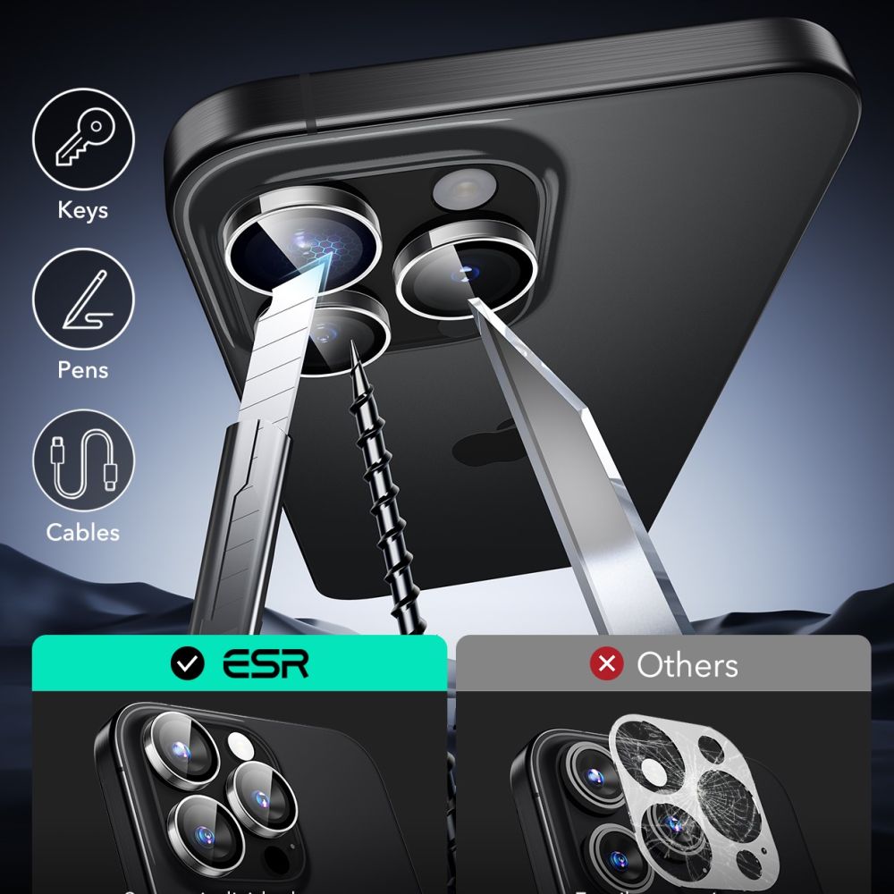OCHRANNÉ TVRDENÉ SKLO PRE ŠOŠOVKU FOTOAPARÁTU ESR ARMORITE CAMERA PROTECTOR IPHONE 16 PRO / 16 PRO MAX CLEAR