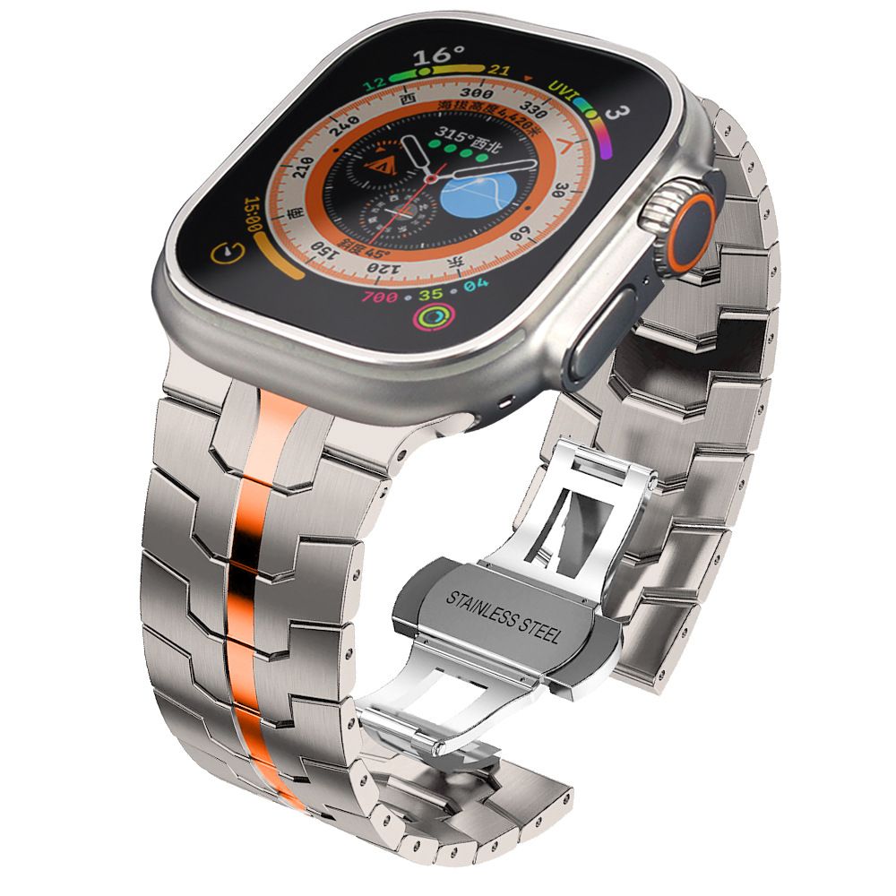 REMIENOK DOOP STAINLESS LINE APPLE WATCH 6 / 7 / 8 / 9 / 10 / SE / ULTRA 1 / 2 (44 / 45 / 46 / 49 MM) TITANIUM/ORANGE