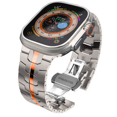 REMIENOK DOOP STAINLESS LINE APPLE WATCH 6 / 7 / 8 / 9 / 10 / SE / ULTRA 1 / 2 (44 / 45 / 46 / 49 MM) TITANIUM/ORANGE