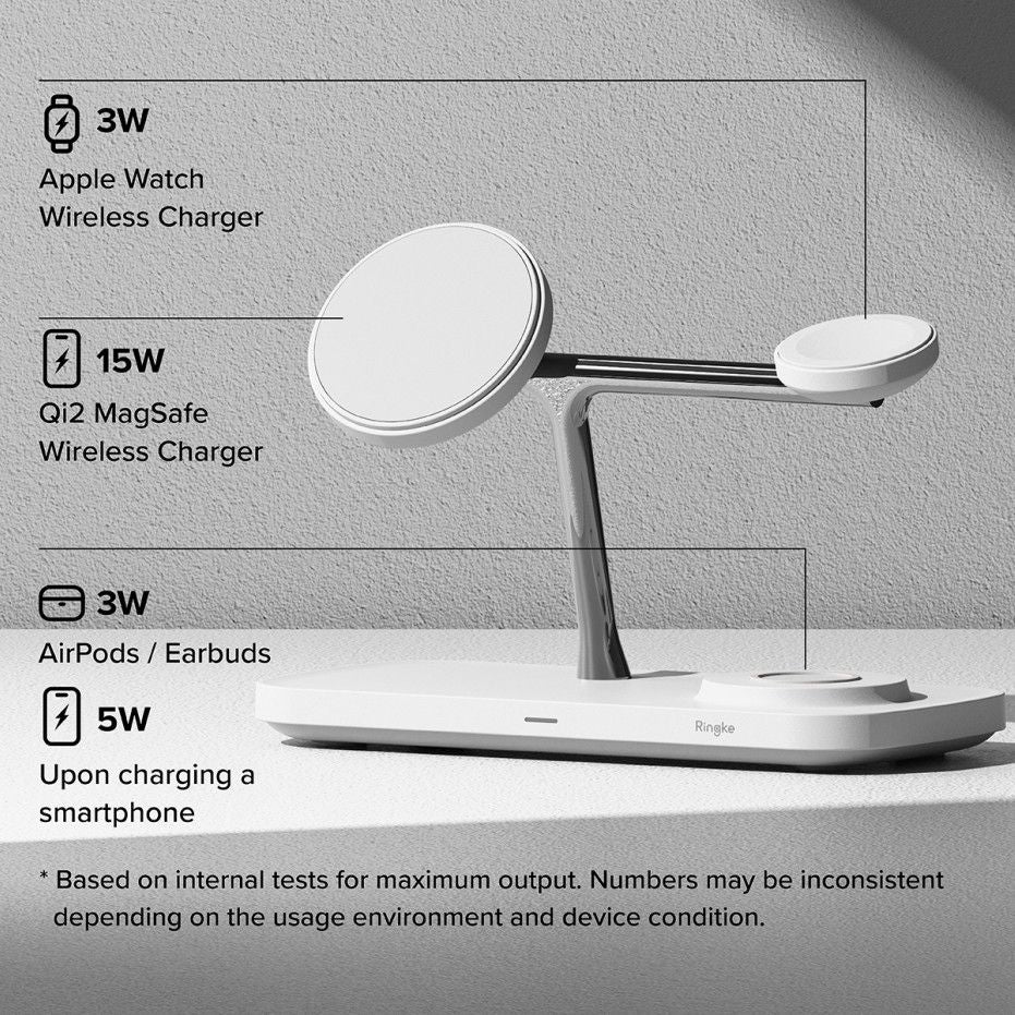 NABÍJACIA STANICA RINGKE 3IN1 QI2 MAGNETIC MAGSAFE WIRELESS CHARGER WHITE