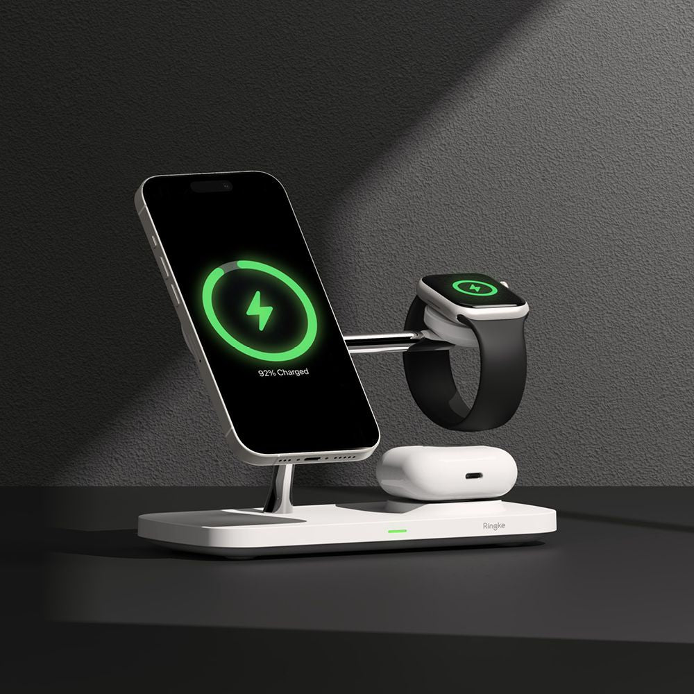 NABÍJACIA STANICA RINGKE 3IN1 QI2 MAGNETIC MAGSAFE WIRELESS CHARGER WHITE