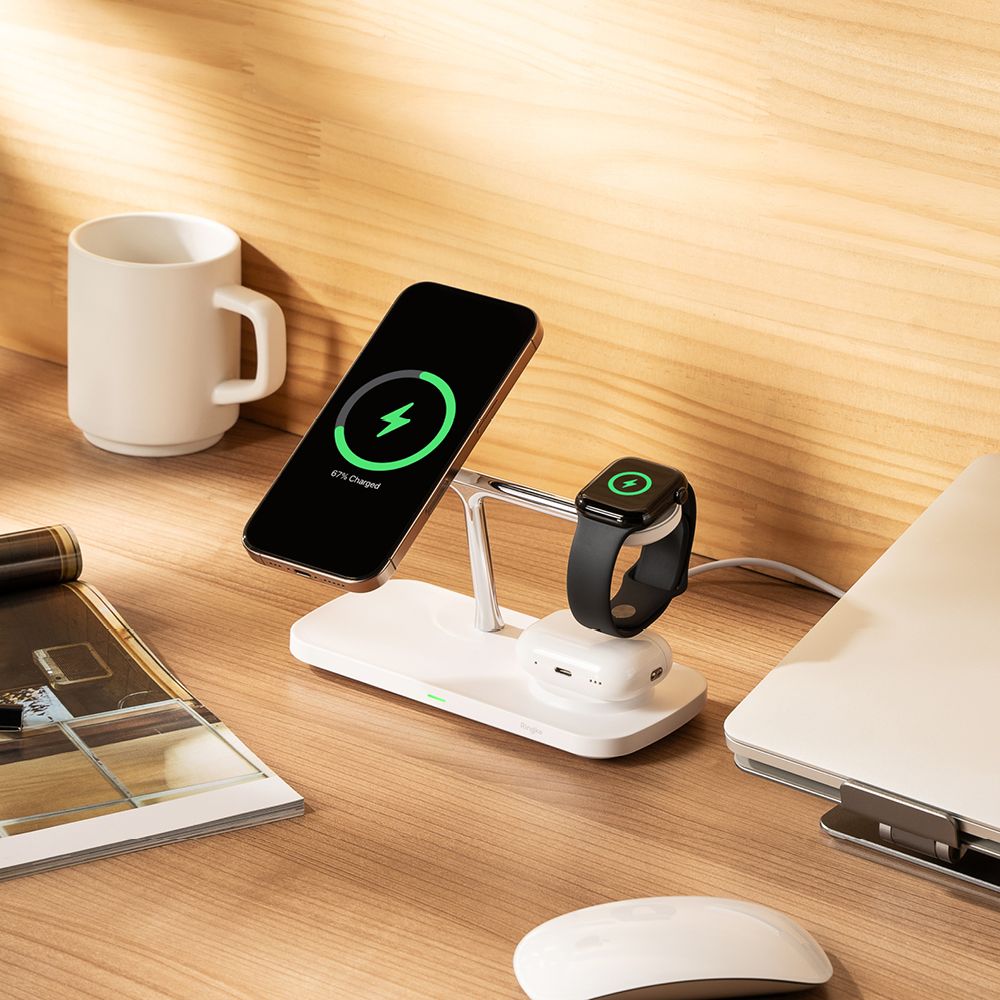NABÍJACIA STANICA RINGKE 3IN1 QI2 MAGNETIC MAGSAFE WIRELESS CHARGER WHITE