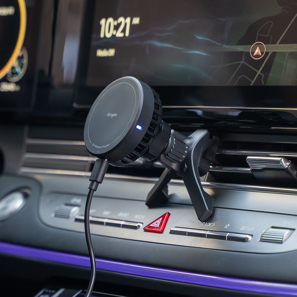 DRŽIAK TELEFÓNU DO AUTA S BEZDRÔTOVÝM NABÍJANÍM RINGKE PELTIER QI2 MAGNETIC MAGSAFE VENT CAR MOUNT WIRELESS CHARGER 15W BLACK
