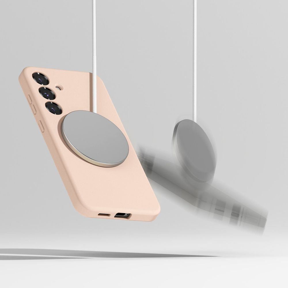 KRYT RINGKE SILICONE MAGNETIC MAGSAFE GALAXY S25+ PLUS PINK SAND