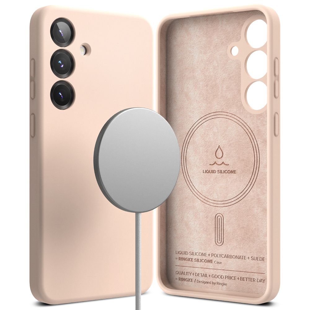 KRYT RINGKE SILICONE MAGNETIC MAGSAFE GALAXY S25+ PLUS PINK SAND