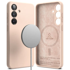 KRYT RINGKE SILICONE MAGNETIC MAGSAFE GALAXY S25+ PLUS PINK SAND