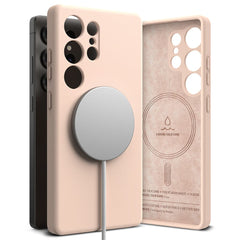 KRYT RINGKE SILICONE MAGNETIC MAGSAFE GALAXY S25 ULTRA PINK SAND