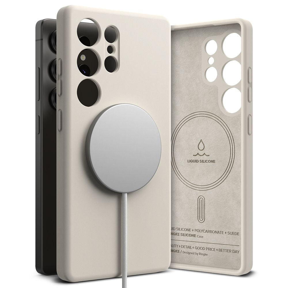 KRYT RINGKE SILICONE MAGNETIC MAGSAFE GALAXY S25 ULTRA STONE