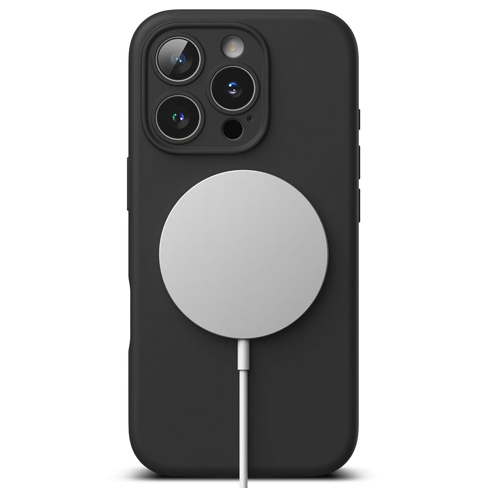 KRYT NA IPHONE 16 PRO RINGKE SILICONE MAGNETIC MAGSAFE BLACK