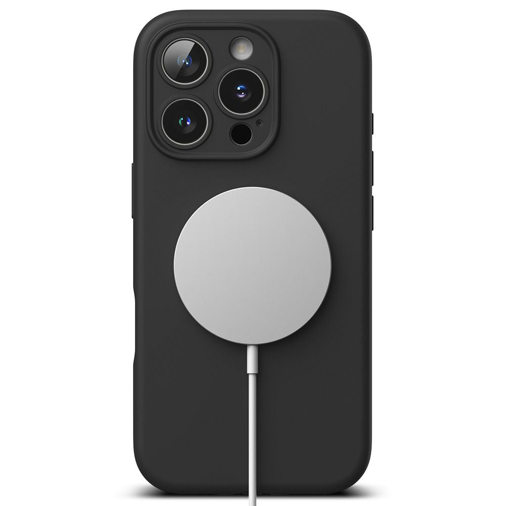 KRYT NA  IPHONE 16 PRO MAX RINGKE SILICONE MAGNETIC MAGSAFE BLACK