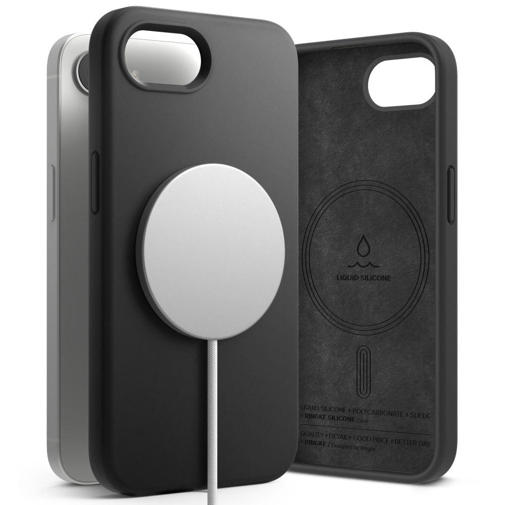 KRYT RINGKE SILICONE MAGNETIC MAGSAFE IPHONE 16E BLACK
